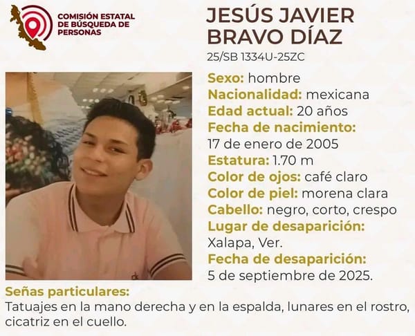 ¡DESAPARECIÓ EN XALAPA JOVEN DE 20 AÑOS!