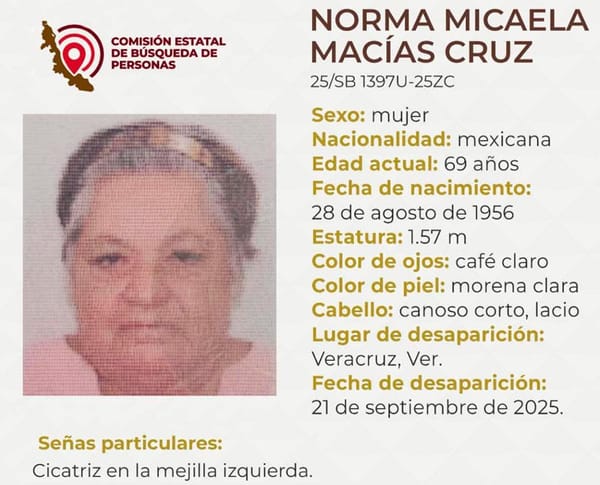 ¡NORMA MICAELA DESAPARECIÓ EN LA CIUDAD DE VERACRUZ!