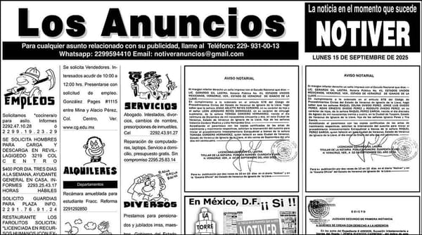 ...LOS ANUNCIOS, AVISOS Y DEMÁS! - LUNES, 15 DE SEPTIEMBRE 2025