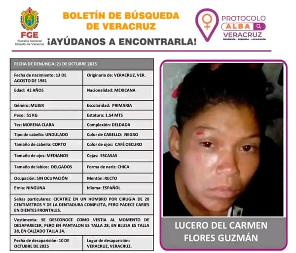 ¡EMITEN PROTOCOLO ALBA POR DESAPARICIÓN DE MUJER DE 42 AÑOS!