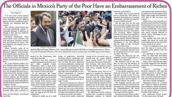 ¡BALCONEAN LUJOS DE POLÍTICOS MORENISTAS! - EL NYT