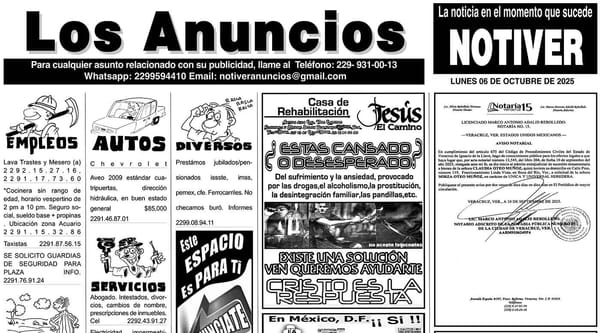 ...LOS ANUNCIOS, AVISOS Y DEMÁS! - LUNES, 6 DE OCTUBRE 2025