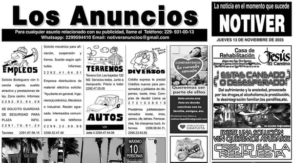 ...LOS ANUNCIOS, AVISOS Y DEMÁS! - JUEVES, 13 DE NOVIEMBRE 2025