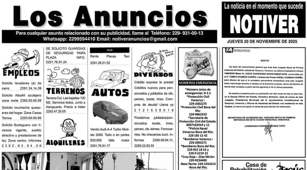 ...LOS ANUNCIOS, AVISOS Y DEMÁS! - JUEVES, 20 DE NOVIEMBRE 2025
