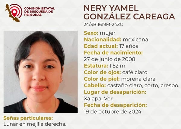 ¡REACTIVAN FICHA POR LA DESAPARICIÓN JOVENCITA DE 18 AÑOS EN XALAPA!