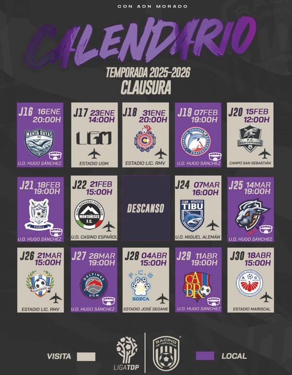 ¡RACING DE TDP YA TIENE CALENDARIO DE SEGUNDA VUELTA!