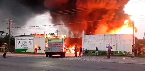 ¡QUEMAN CON BOMBAS MOLOTOV EMPACADORA DE SINDICO ELECTO! - ES PROPIEDAD DEL EMPRESARIO RAFAEL HERNÁNDEZ CANCINO (A) “EL GÜERO”