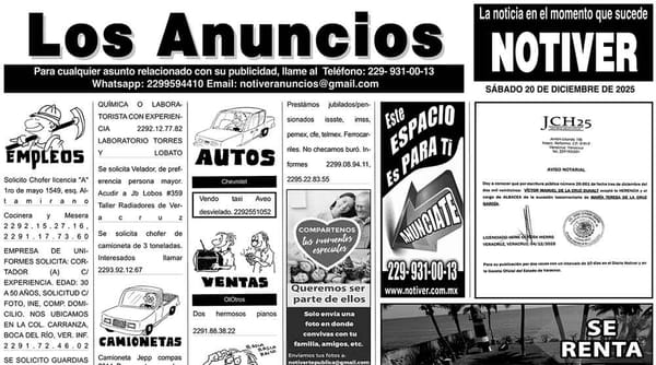...LOS ANUNCIOS, AVISOS Y DEMÁS! - SÁBADO, 20 DE DICIEMBRE 2025