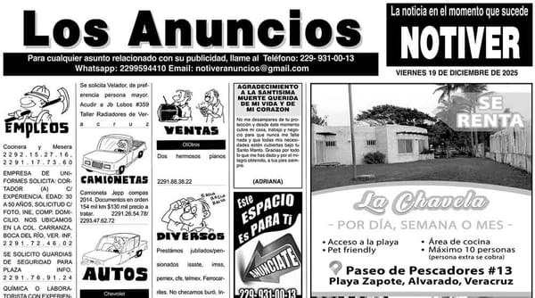 ...LOS ANUNCIOS, AVISOS Y DEMÁS! - VIERNES, 19 DE DICIEMBRE 2025