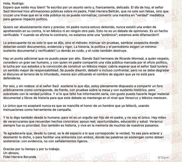 ¡“MI PADRE NUNCA ESTUVO DETENIDO”! - SALE JAVIER A DEFENDER A FIDEL