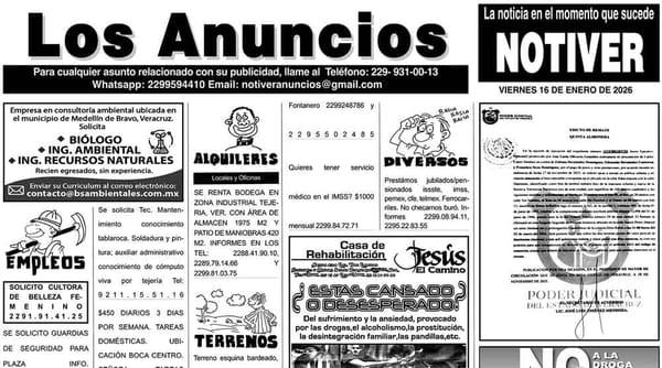 ...LOS ANUNCIOS, AVISOS Y DEMÁS! - VIERNES, 16 DE ENERO 2026