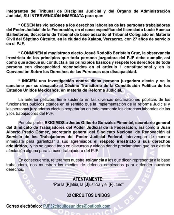 ¡DENUNCIAN A MAGISTRADO POR VIOLAR DERECHOS LABORALES DE DISCAPACITADO!