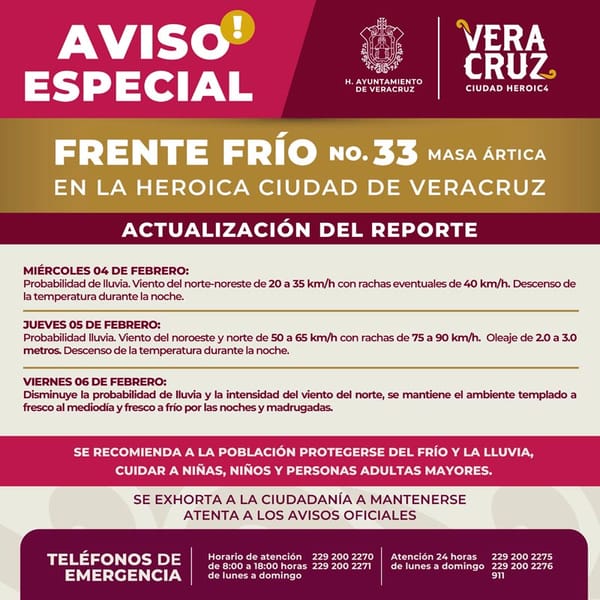 ¡OTRO NORTE  TRAE EL FRENTE FRÍO 33! - *Y heladas en zonas montañosas