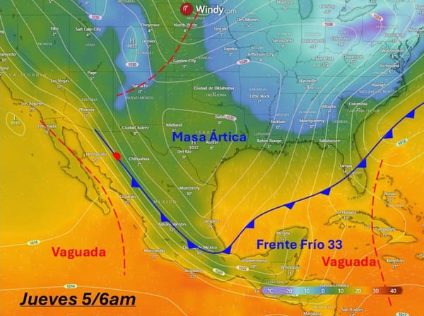 ¡LLUVIAS Y CHUBASCOS AFECTARÁN 12 ESTADOS; LLEGA EL FRENTE FRÍO 33!