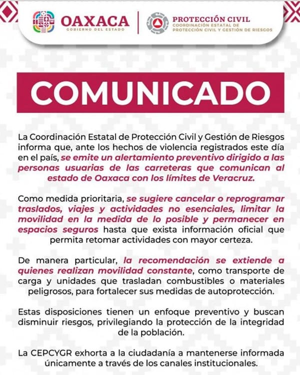 ¡PROHIBE EL GOBERNADOR DE OAXACA ANDAR POR VERACRUZ! - *Por los hechos violentos
