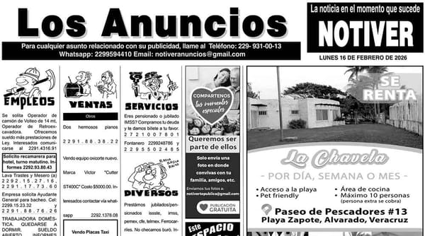 ...LOS ANUNCIOS, AVISOS Y DEMÁS! - LUNES, 16 DE FEBRERO 2026