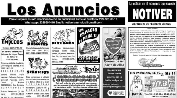 ...LOS ANUNCIOS, AVISOS Y DEMÁS! - VIERNES, 27 DE FEBRERO 2026