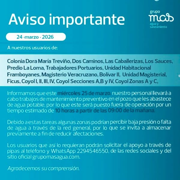 ¡CIERRA MAS LA LLAVE! - *Corte de agua por mantenimiento