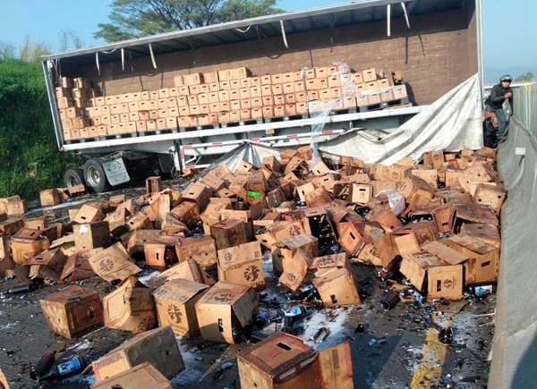 ¡VOLCADURA Y RAPIÑA DE CERVEZAS EN LA AUTOPISTA!