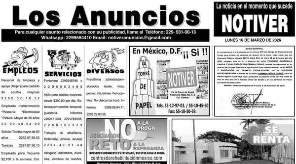 ...LOS ANUNCIOS, AVISOS Y DEMÁS! - LUNES, 16 DE MARZO 2026