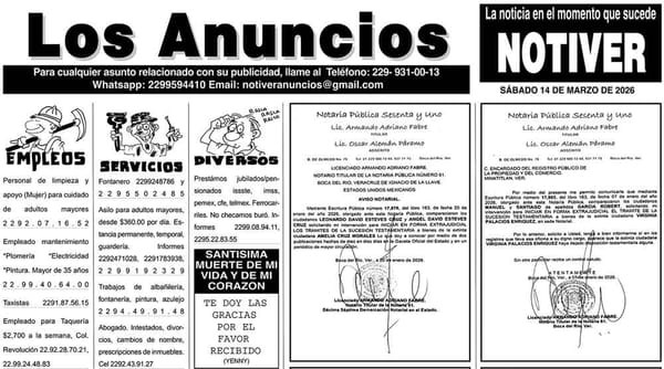 ...LOS ANUNCIOS, AVISOS Y DEMÁS! - SÁBADO, 14 DE MARZO 2026